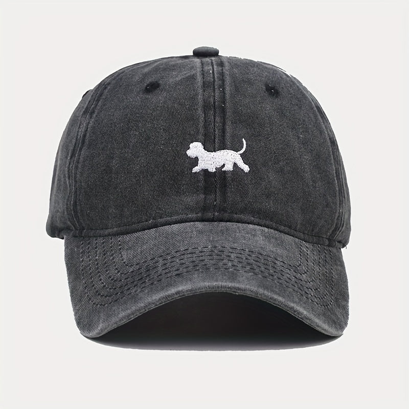 Puppy Embroidery Baseball Cap Cartoon Dog Washed Distressed Dad Hats