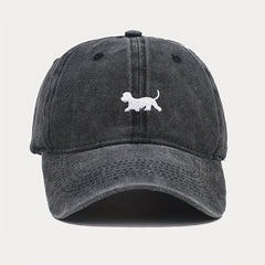 Puppy Embroidery Baseball Cap Cartoon Dog Washed Distressed Dad Hats