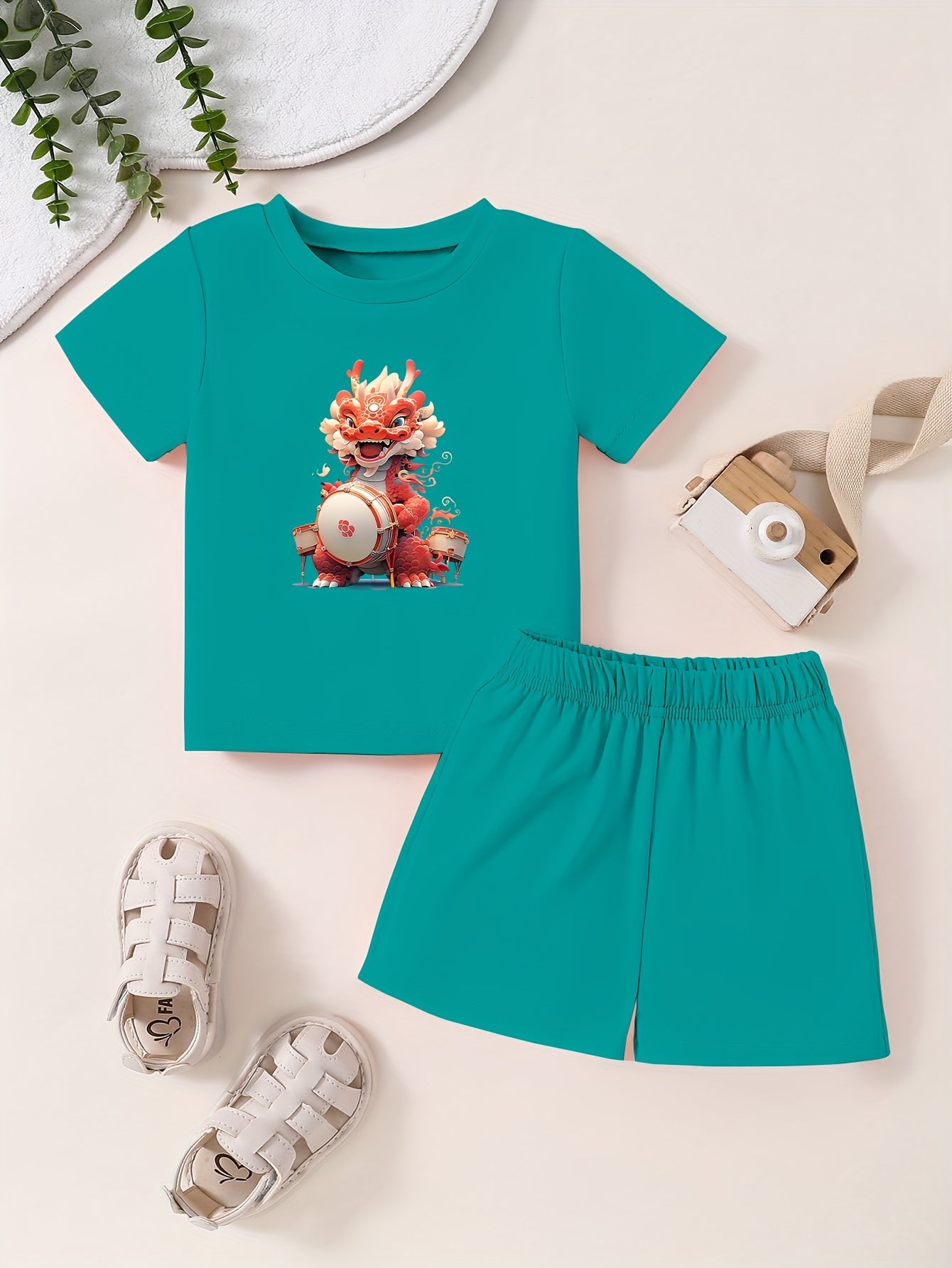 Toddler Kid 2pcs Bottoming Set Short Sleeve T shirt & Matching Shorts