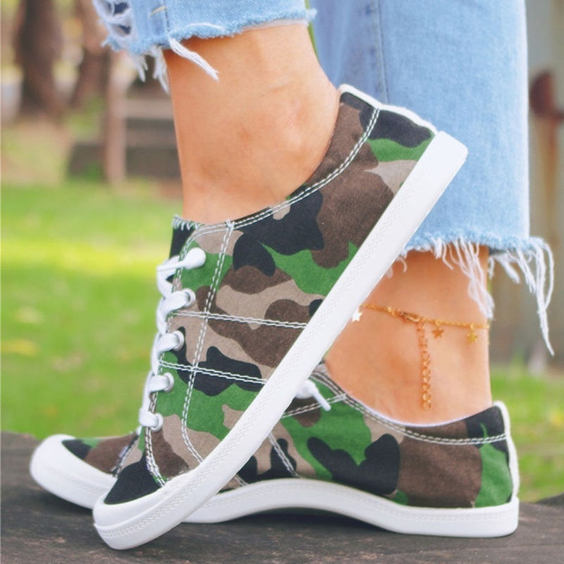 Women's Camo Canvas Shoes Lace Up Lightweight Casual Low Top Shoes
