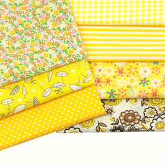 7pcs 49 78 49 Yellow Squares Floral Printed Cotton Fabric For Quilting DIY Craft