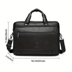 SCHLATUM Cowhide Leather Briefcase Business Handbag Computer Bag