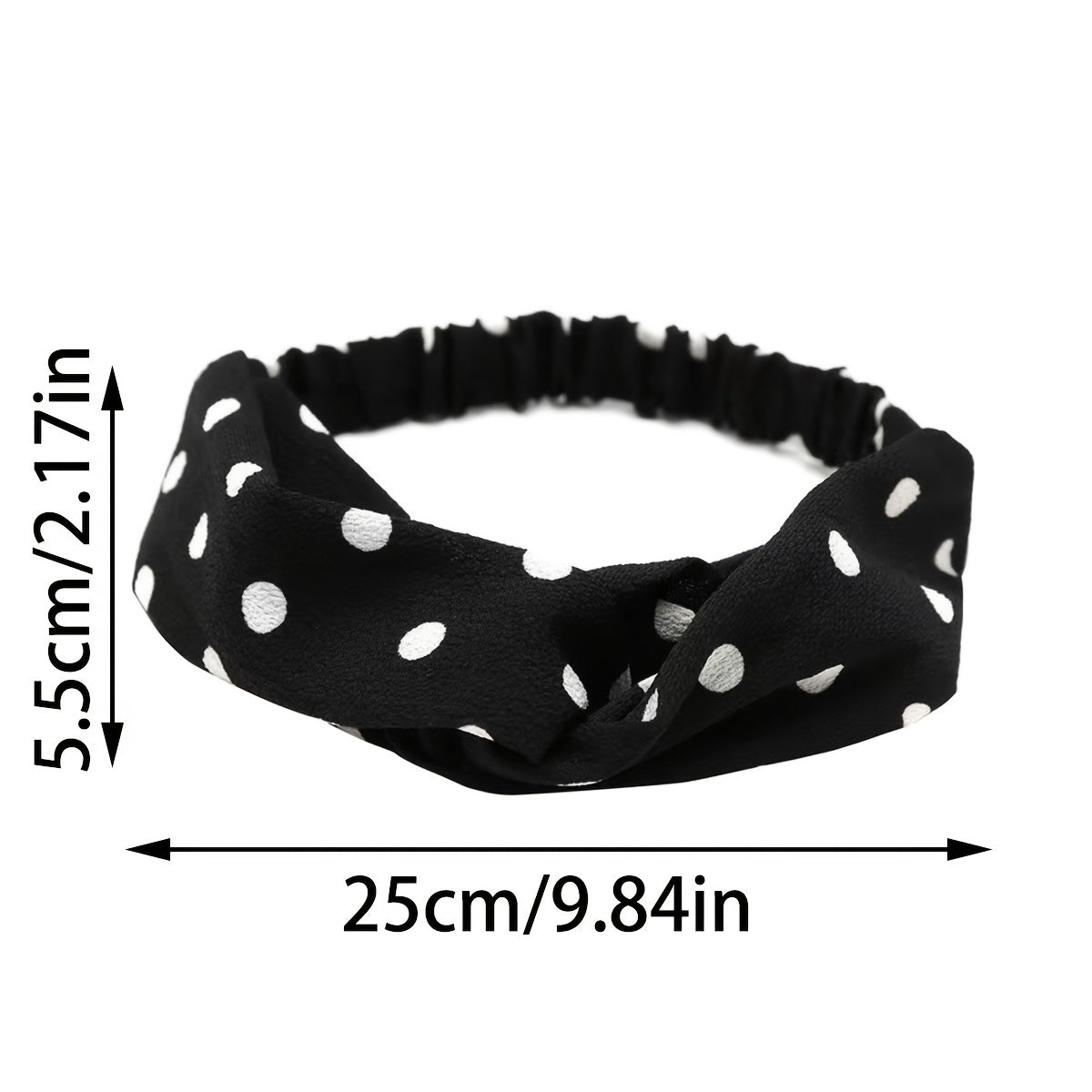 Polka Dotted Twisted Fabric Headband Boho Hair Scarf 1pc