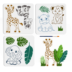 3pc PET Hollow Out Painting Stencils - Forest Animal Theme