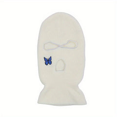 Butterfly Embroidery Y2K Balaclava Solid Ski Mask Hip Hop Knitted Mask