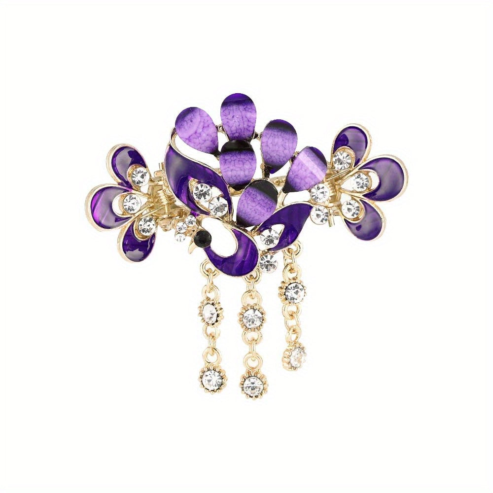 Crystal Rhinestone Butterfly Tassel Hair Clip