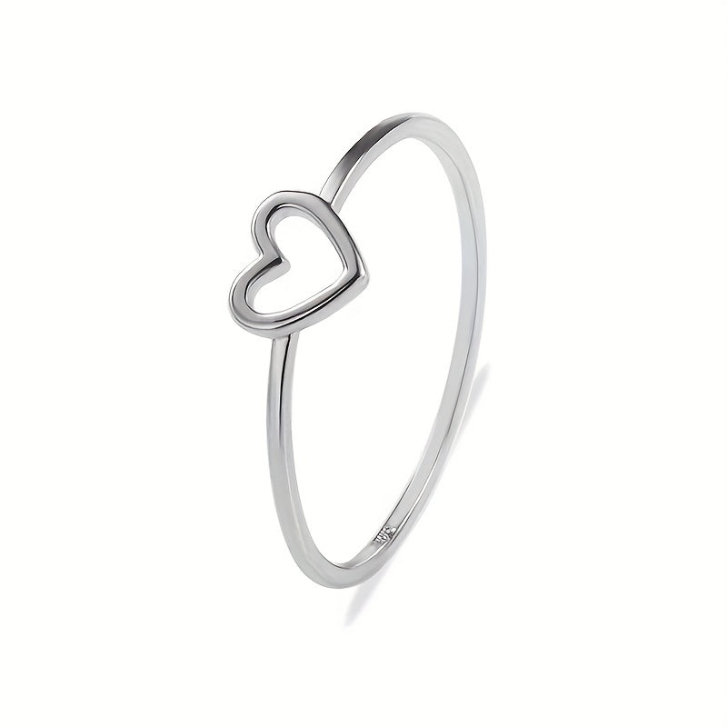 Heart Wave Cuff Ring with Rhinestone Inlay