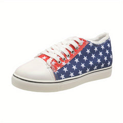 Star Pattern Canvas Shoes Women's Casual Lace Up Flat Outdoor Shoes