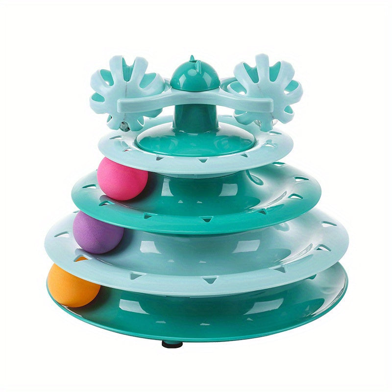 Interactive Cat Toy Roller with 4 Levels and Balls