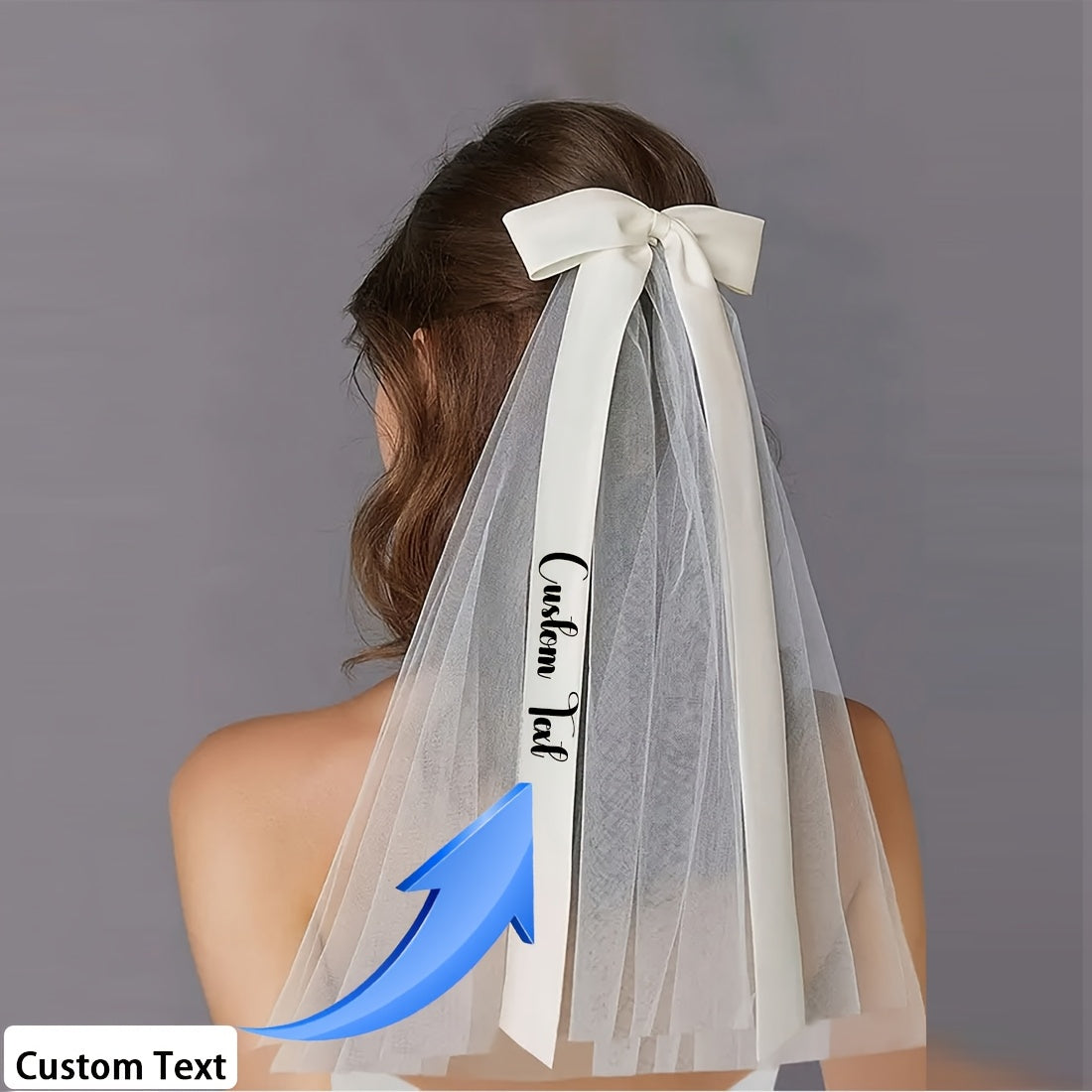 Personalized Bridal Bow Veil with Name Ribbon