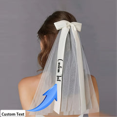 Personalized Bridal Bow Veil with Name Ribbon