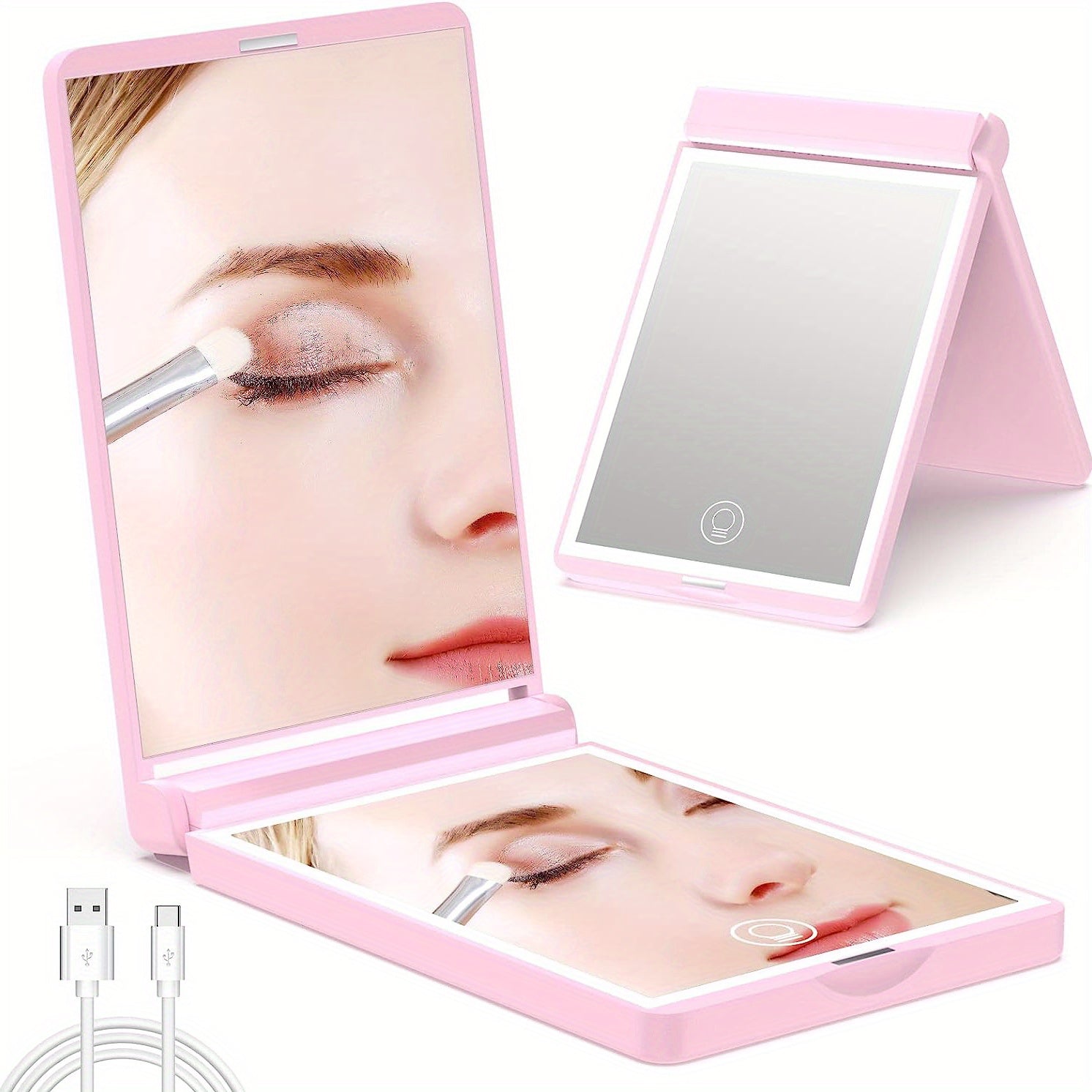 Compact LED Travel Makeup Mirror Rechargeable 1x 3x Magnifying Mirror