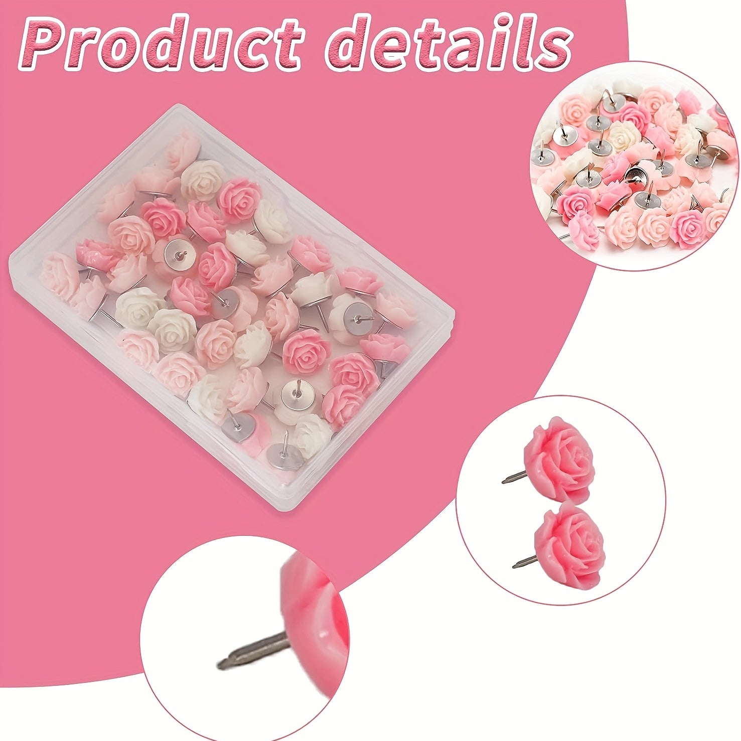 20pcs Flower Push Pins Bulletin Board Creative Photo Push Pins