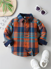 Boys Plaid Shirts Long Sleeve Button Down Tops Spring Fall Outwear