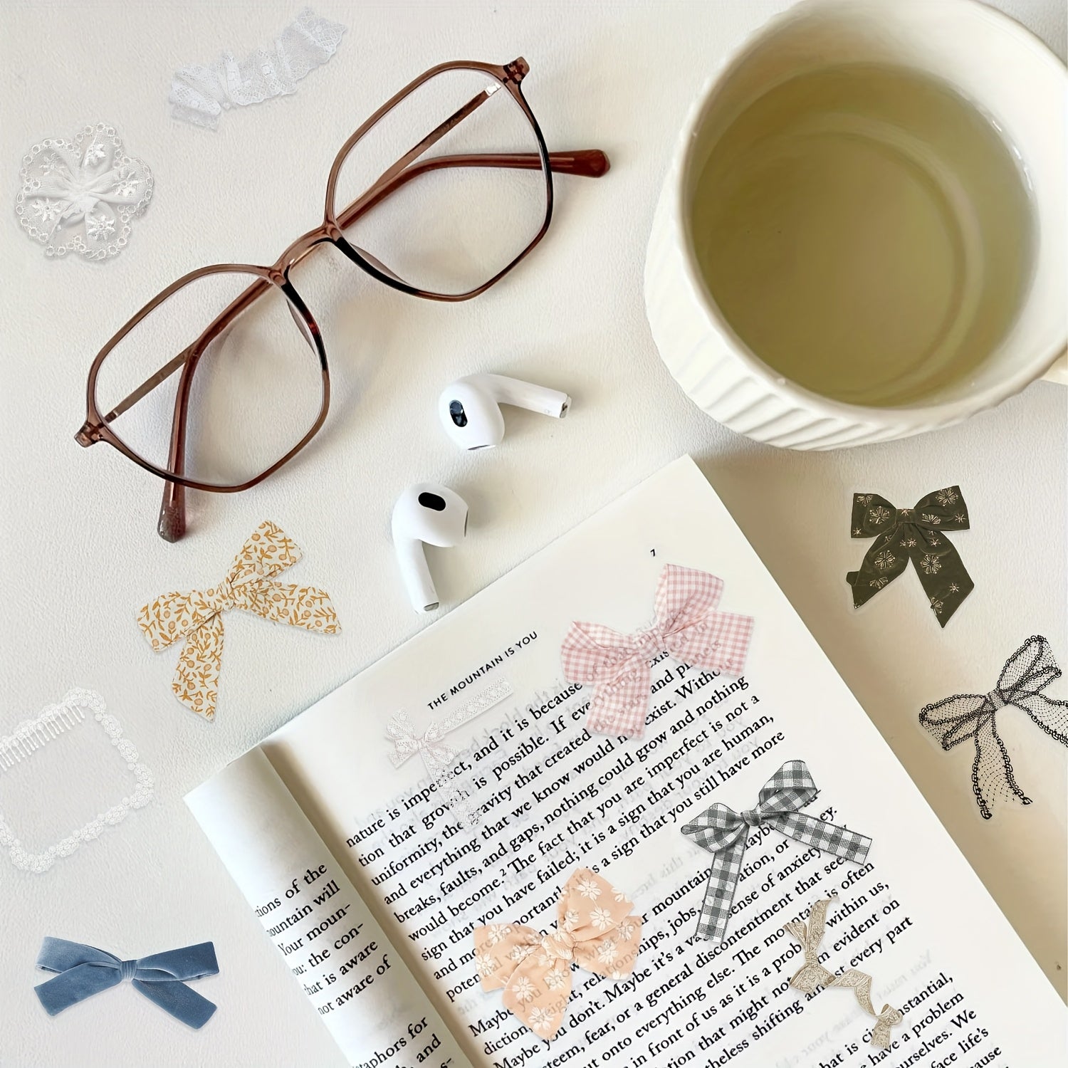 50pcs Butterfly Knot Rope Decorative PET Stickers Assorted DIY Craft Stickers
