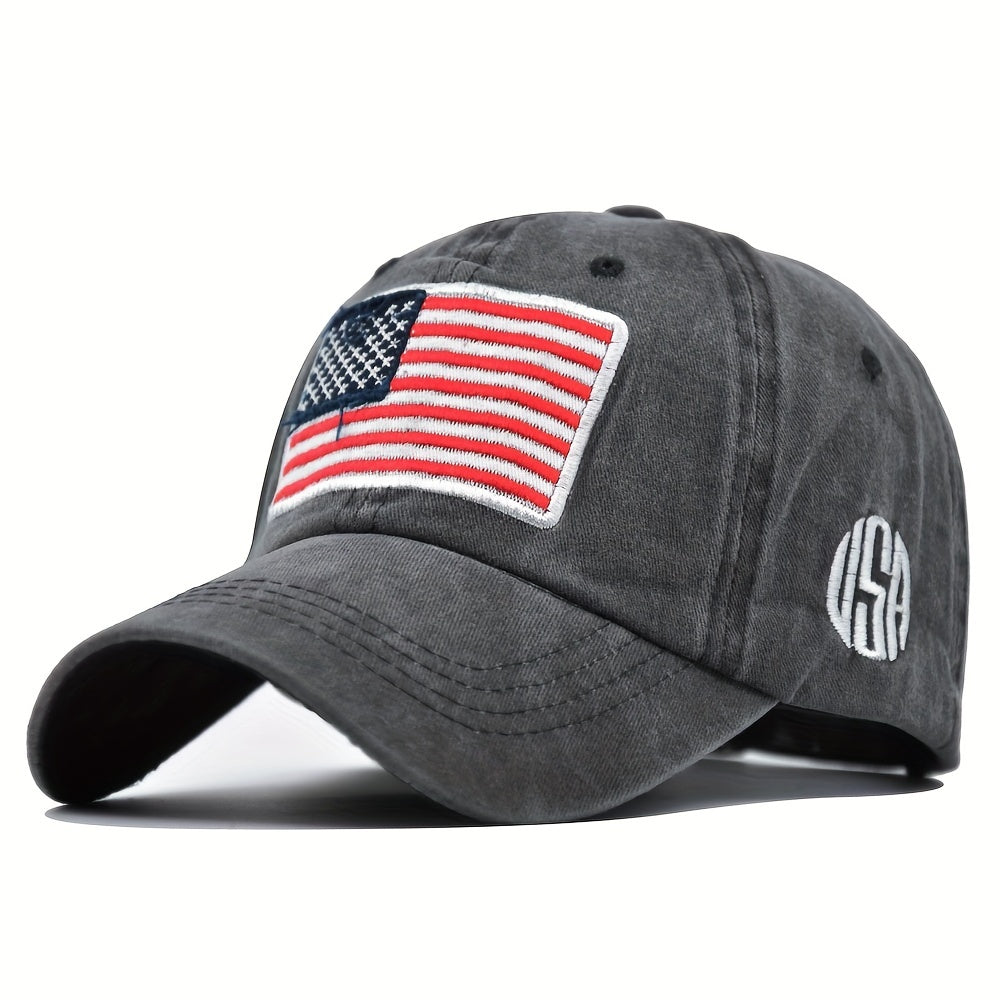 Flag Embroidery Baseball Cap Distressed Sports Hat Adjustable Sunscreen