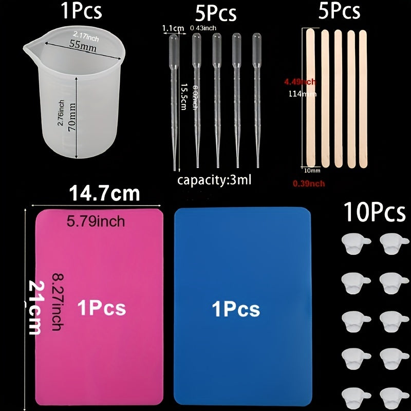 DIY Resin Jewelry Making Kit with Silicone Stir Stick & Disposable Cups