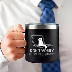 Tech Cat 14oz Stainless Steel Travel Mug Double Wall Vacuum Cup with Lid