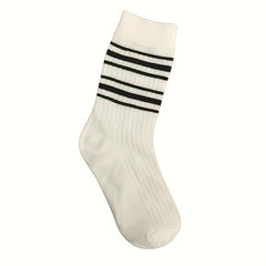 5 Pairs Letter Print Striped Socks Crew Sports Women's Stockings