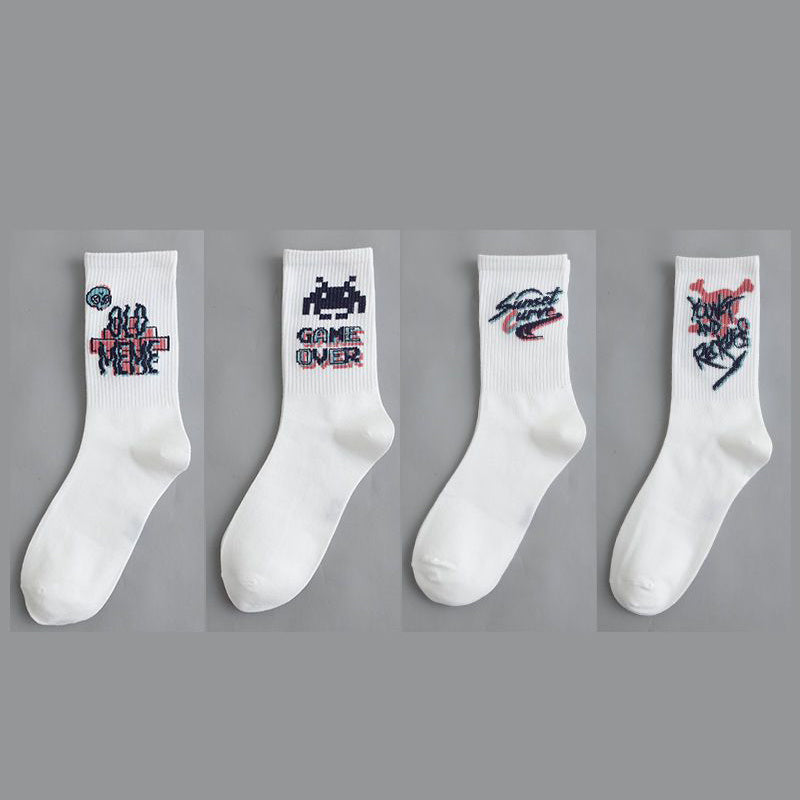8 Pairs Funny Letter Graffiti Socks Women's Mid Tube Stockings