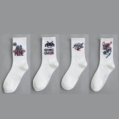 8 Pairs Funny Letter Graffiti Socks Women's Mid Tube Stockings