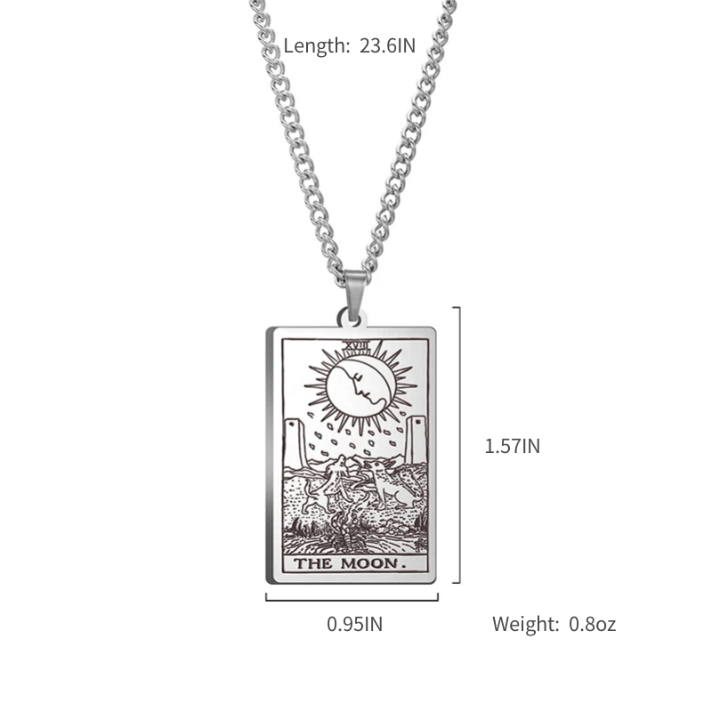Vintage Tarot 20 Main Cards Steel Necklace Men's Stainless Steel