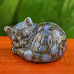 Crystal Sleeping Cat Figurine Home Decor