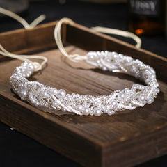 Bride Faux Pearl Hairband Crystal Headband Wedding Headdress Hair Accessories