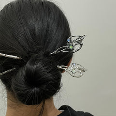 2pcs Vintage Alloy Moonstone Hairpin, Chinese Style Chignon Hair Accessories