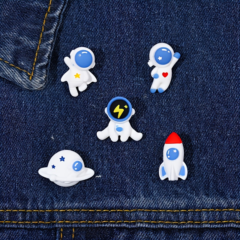 Cartoon Astronaut Resin Spaceman Pin Brooches for Kids