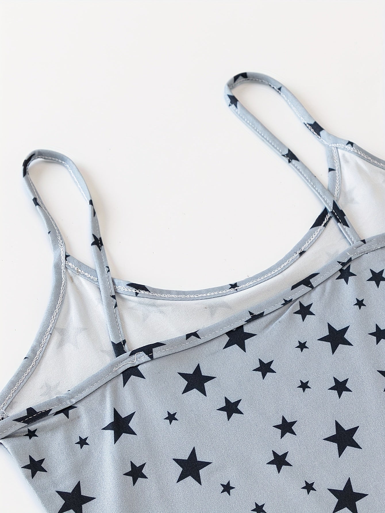 Star Print Pajama Set Crew Neck Cami Top & Elastic Waistband Shorts