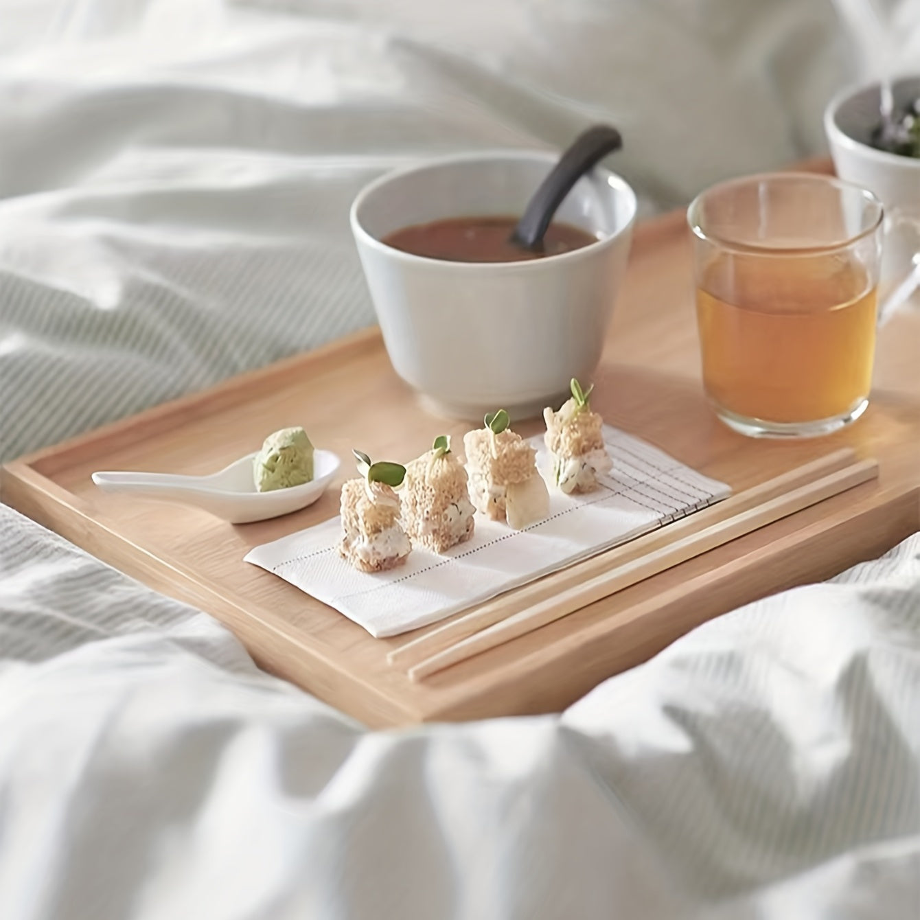 Folding Dinner Plate Table with Foot Tray for Bed and Computer Use