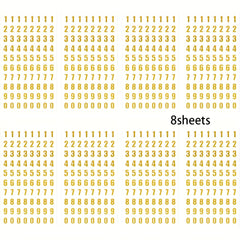 8 Sheets Golden Small Number Stickers 0-9 Self Adhesive for Graduation Cap DIY