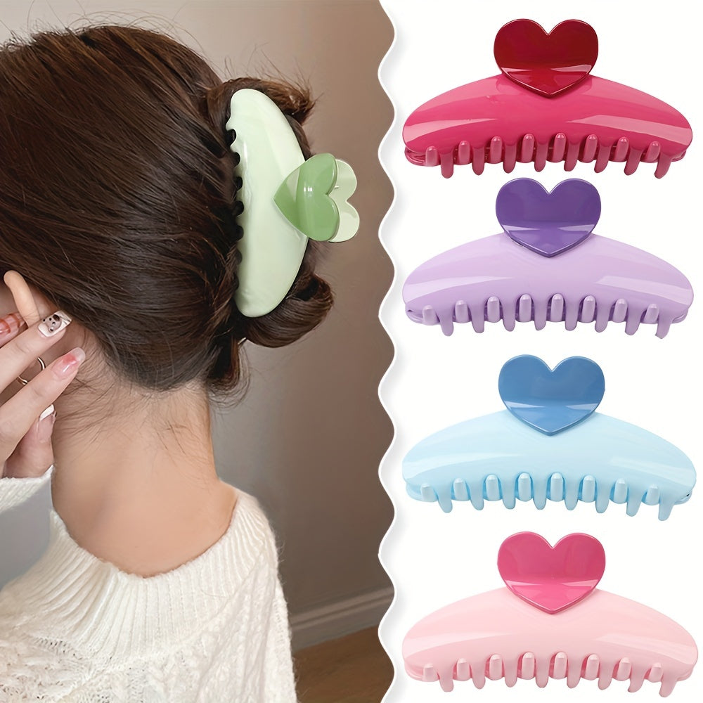 Glossy Candy Hair Claw Heart Decor Ponytail Holder Sweet Hair Clip