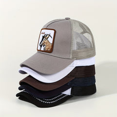 Goat Embroidery Patch Trucker Hat Mesh Breathable Unisex Golf Baseball Cap