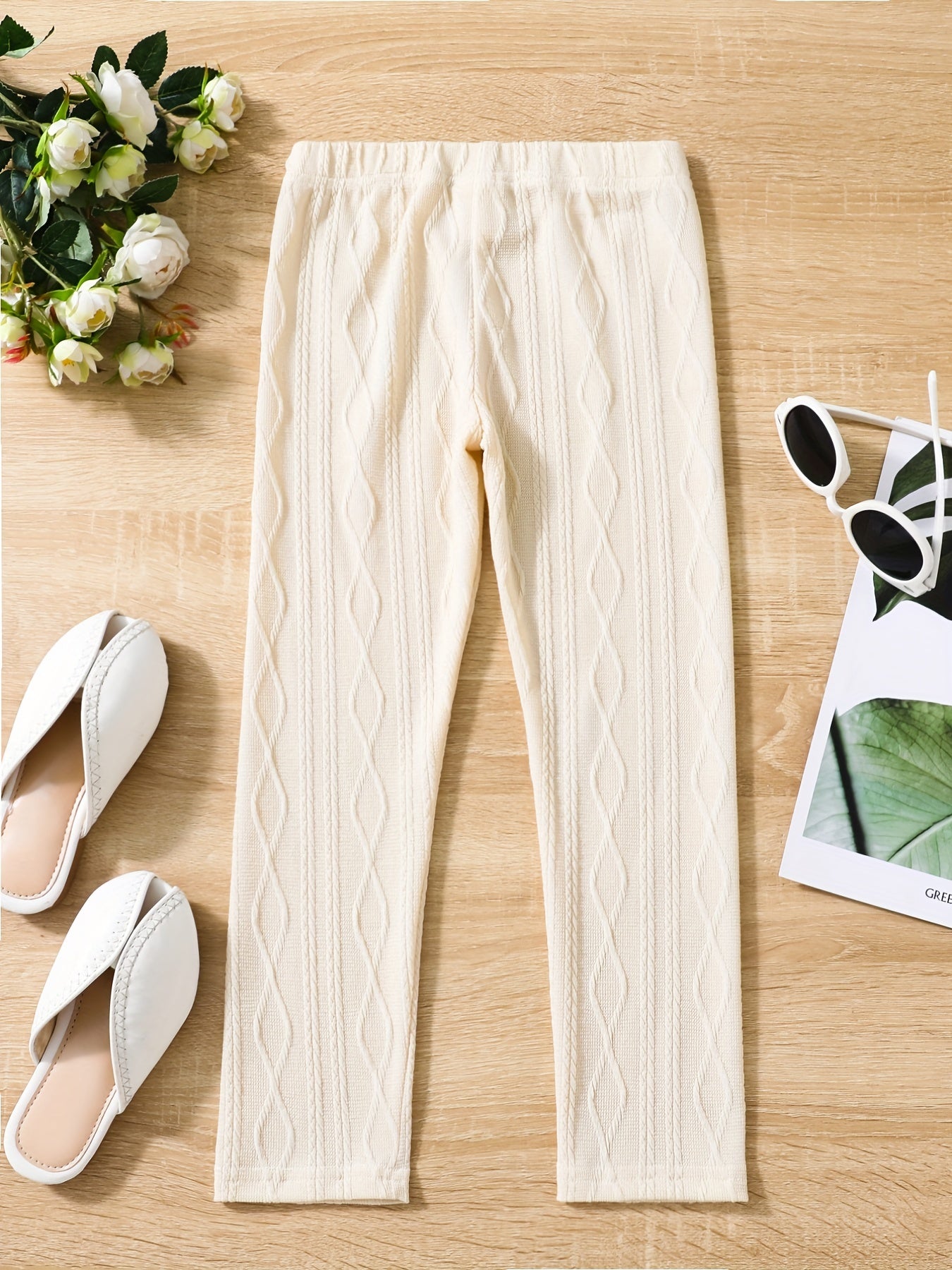 Girls' Cable Knit Ankle Pants Leggings