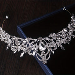 Baroque Style Rhinestone Crown Headband for Wedding
