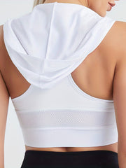 Wireless Sports Bra Hooded Running Tank Top