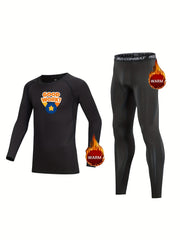 Kids Cartoon Compression Fleece Sets Crew Neck Pullover