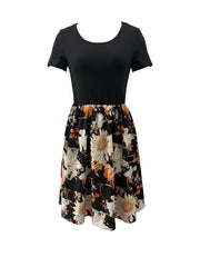Floral Short Sleeve Dress Crew Neck Spring Summer Women's Clothing