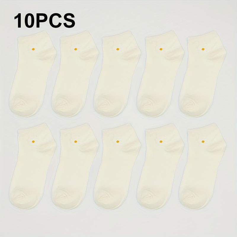 Floral Print Crew Socks for Women, Comfy & Breathable Short Stockings