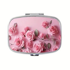 Rose Petal Pink Dual Compartment Pill Case - Travel Friendly Compact Design