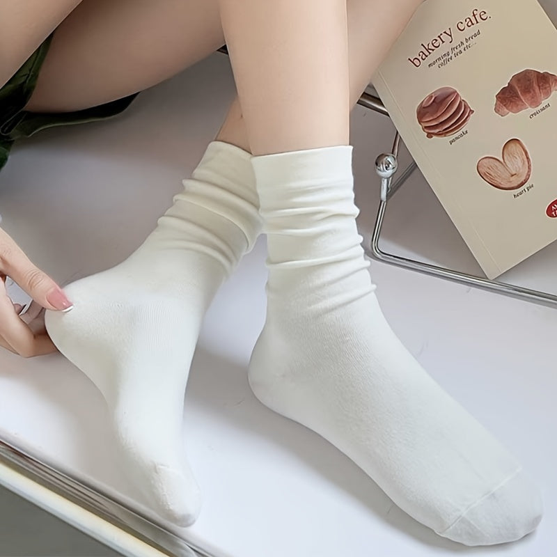 Women's Solid Socks 6-15 Pairs Comfy & Breathable Stockings