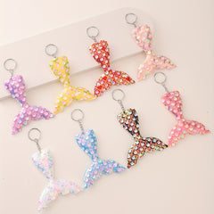 8pcs Sequin Fishtail Charm Keychain Luggage Pendant Backpack Handbag