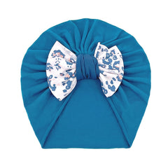 Newborn Infant Flowers Graphic Bow Decor Turban Hat Cap