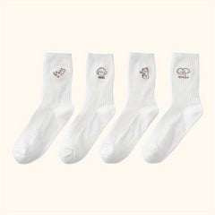 8 Pairs Cartoon Animal Print Comfy Socks Women's Stockings