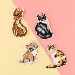 4pcs Cat Embroidery Patches Fabric Art DIY Clothes Accessories
