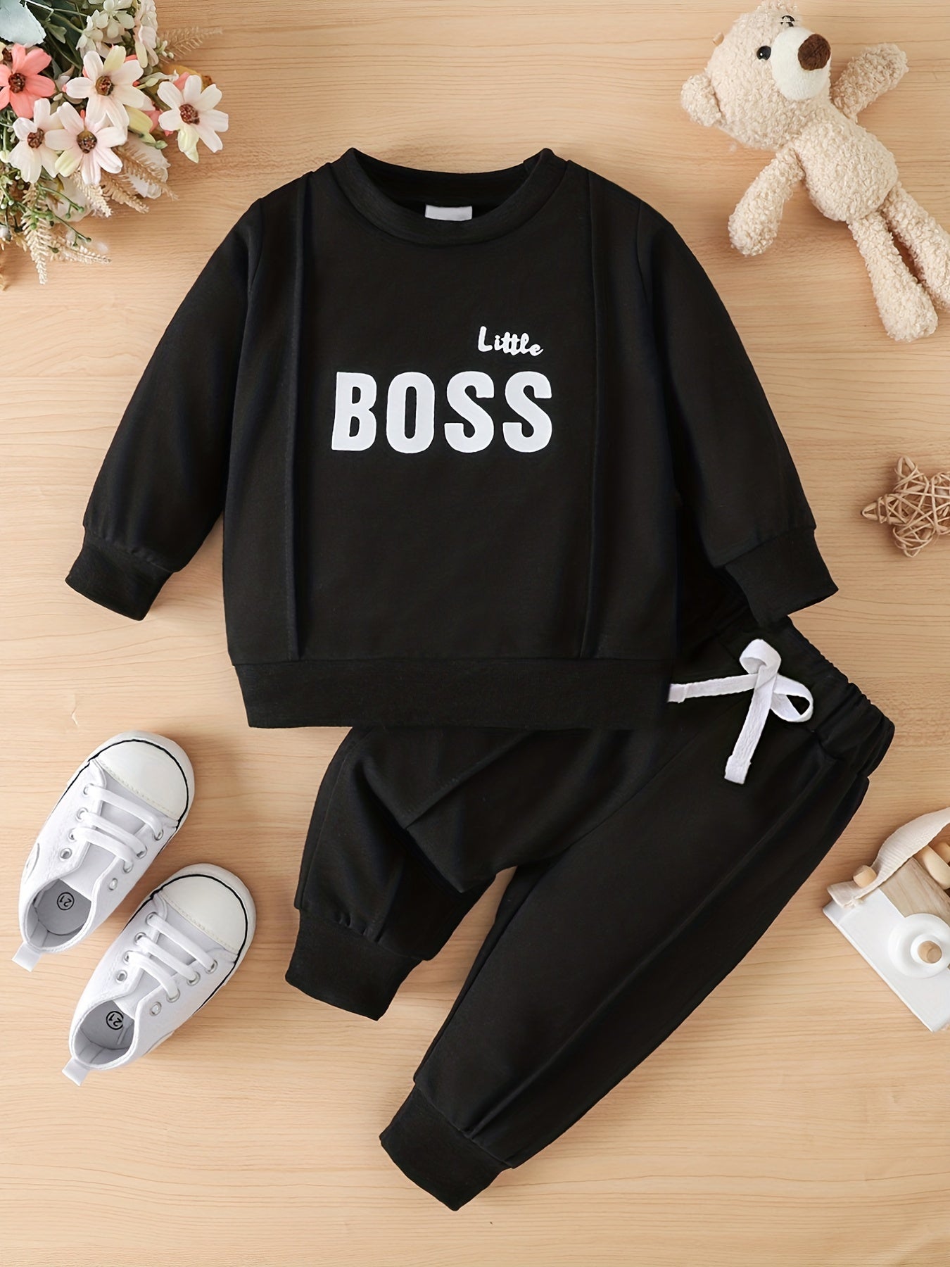 Toddler Baby Boy's KING Letter Print Sweatshirt & Trousers Set