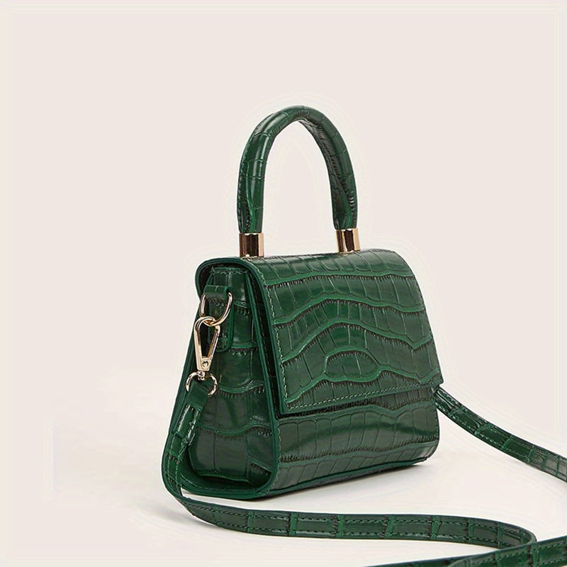 Crocodile Embossed Crossbody Bag Women's Flap Purses