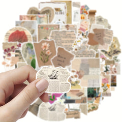 54pcs Retro Art Series Waterproof PVC Adhesive Stickers - Vintage Design